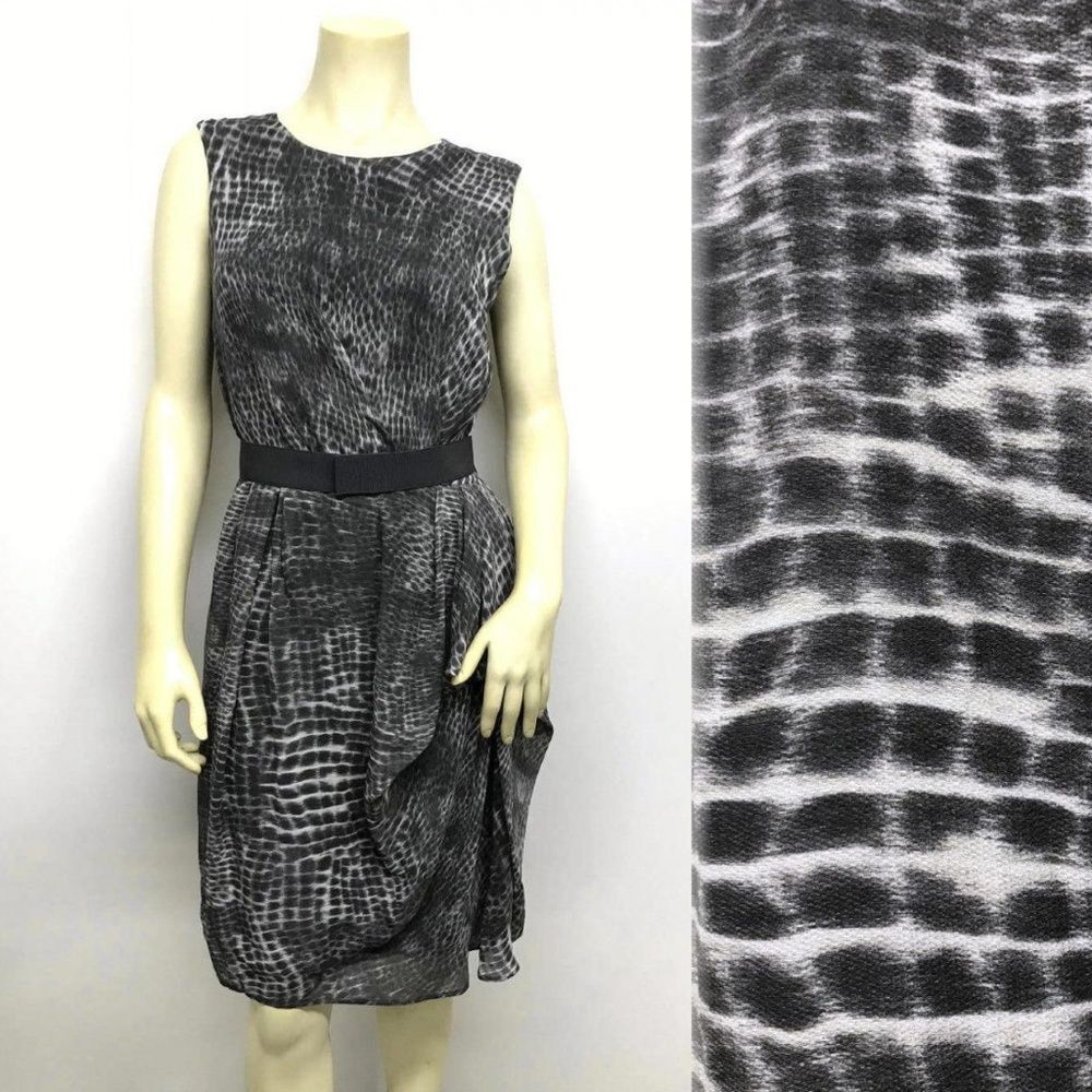LIDA BADAY 100% Silk Asymmetric Ruffle Dress 8 NWT